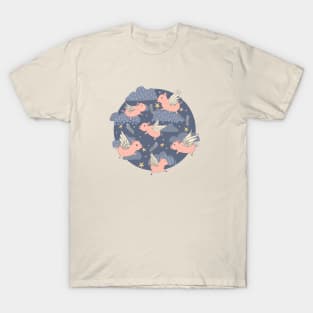 When Pigs Fly on Dark Blue T-Shirt